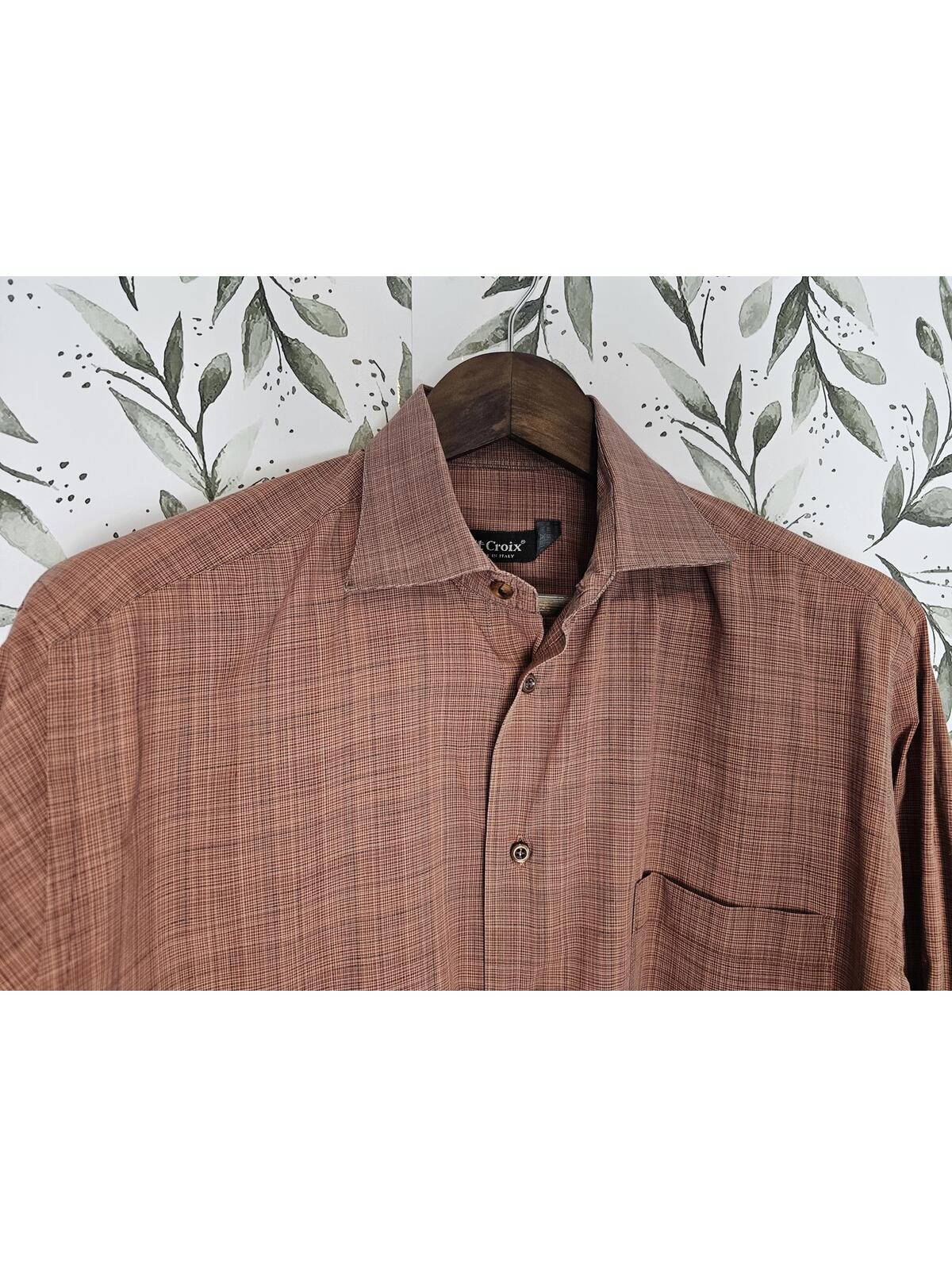 St. Croix Dress Top Rust Mens Size L Button Up